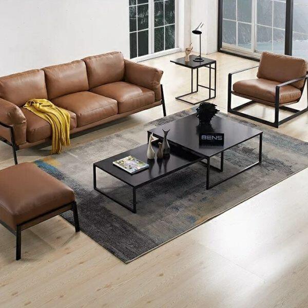 北欧实木客厅茶几简约现代铁艺组合小户型长方形伸缩个性创意茶桌