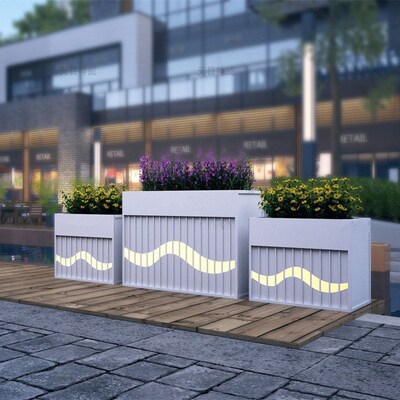 户外花箱镀锌钢板隔断围栏组合庭院阳台铁艺花箱爬藤架不锈钢花箱