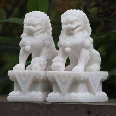 石雕 小石狮子 一对家居家用装饰办公桌玄关店铺门口摆件工艺品