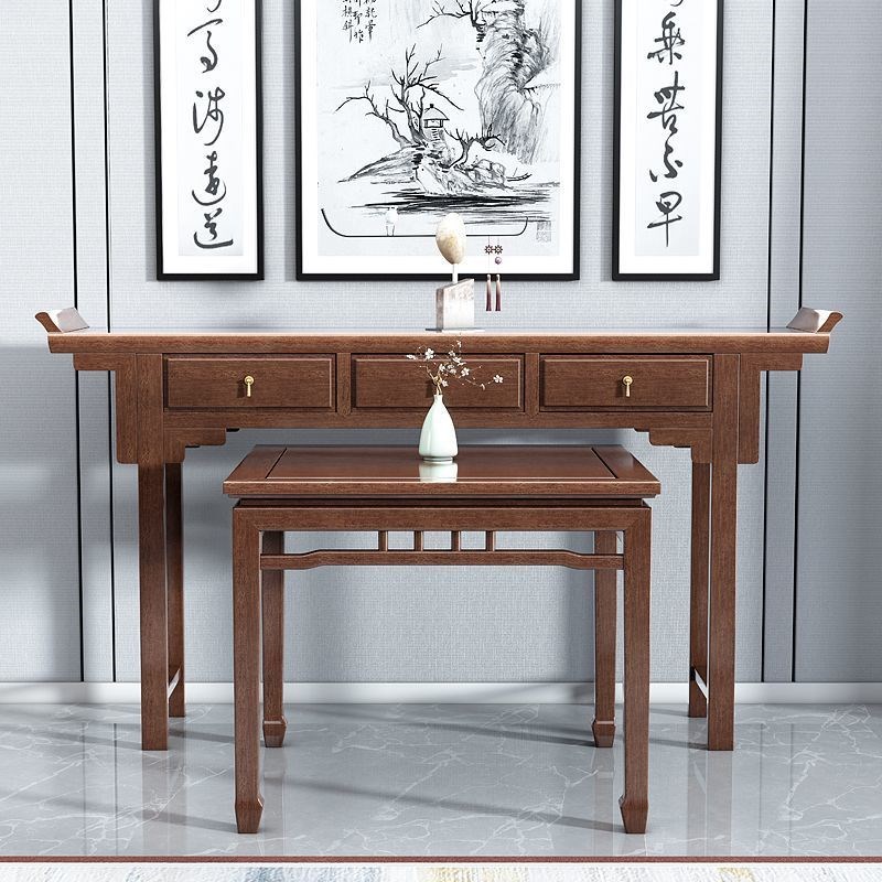 中式实木中堂六件套条案农村家用堂屋家具神台供奉佛台翘头桌条几