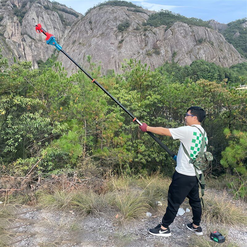 伸缩杆电动高枝剪高空电动锯树神器电锯充电手提式伐木锯果园剪刀