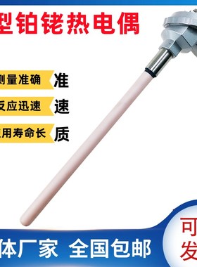 S型铂铑热电偶WRP-13p0/230耐高温0-1600度刚玉管热电偶温度传感