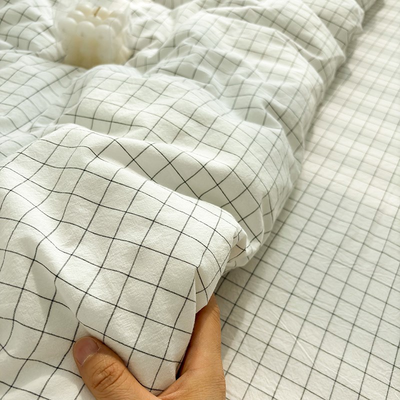 水洗棉小白格床单全棉双r人1.8m单件学生宿舍单人格子可配三四件