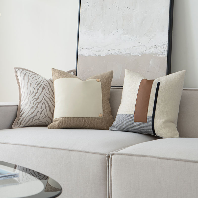 棉麻燕麦奶咖系列轻奢法式沙发抱枕套酒店样N板间客厅靠枕含芯简