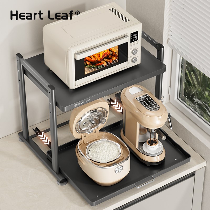 微波炉置物架厨房台面多r功能放电饭煲可抽拉多层收纳烤箱电器支