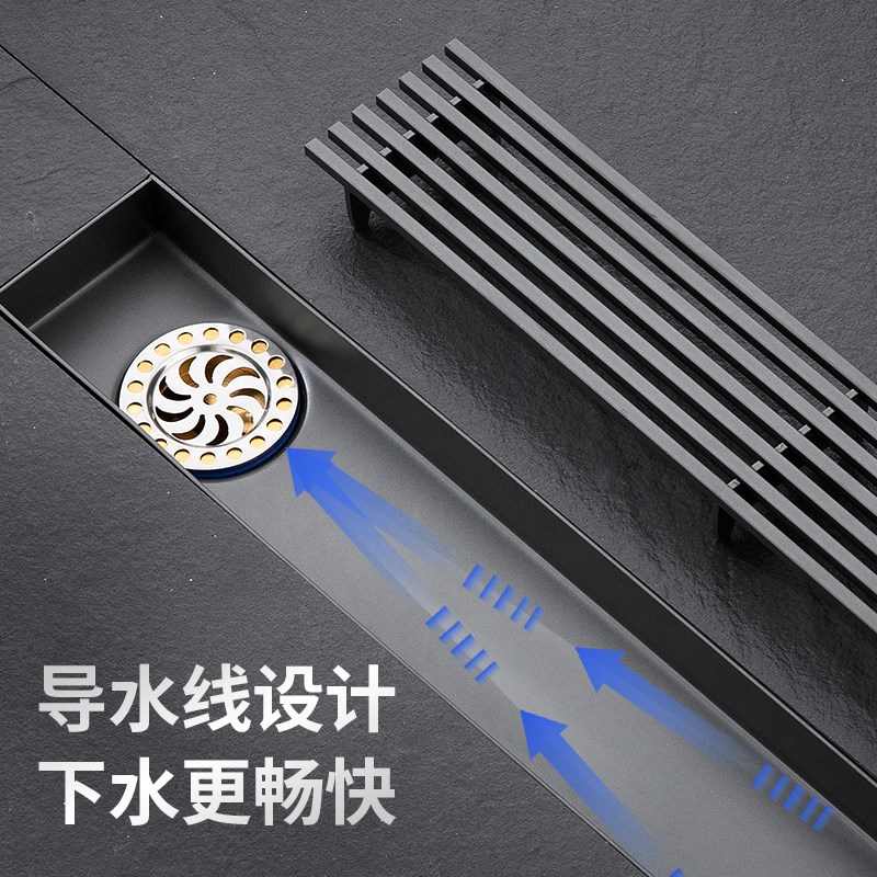 极窄导水线长条型地漏极简线性A淋浴房卫生间加长大排量全铜防臭