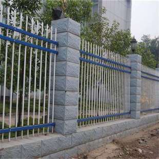 锌钢护栏组装式围墙栏杆庭院铁艺栏杆蓝白色栅栏公交车站栏杆价格