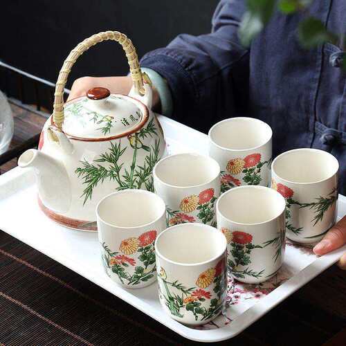 汝窑茶具套装大号茶壶茶盘陶瓷青花瓷功夫提梁壶家用约厂家直销