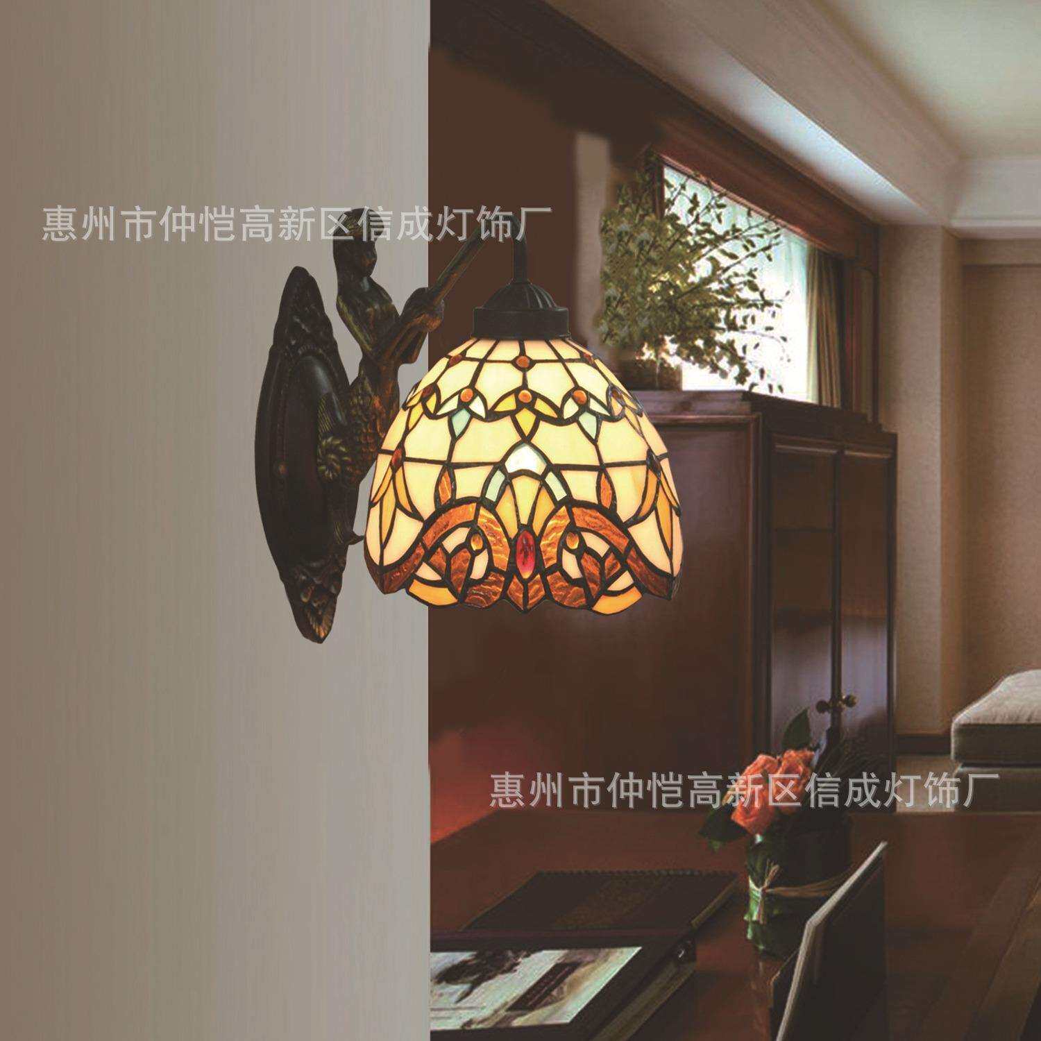 巴洛克蒂凡尼灯欧式复古创意酒吧咖啡厅酒店走廊楼梯卧室床头壁灯