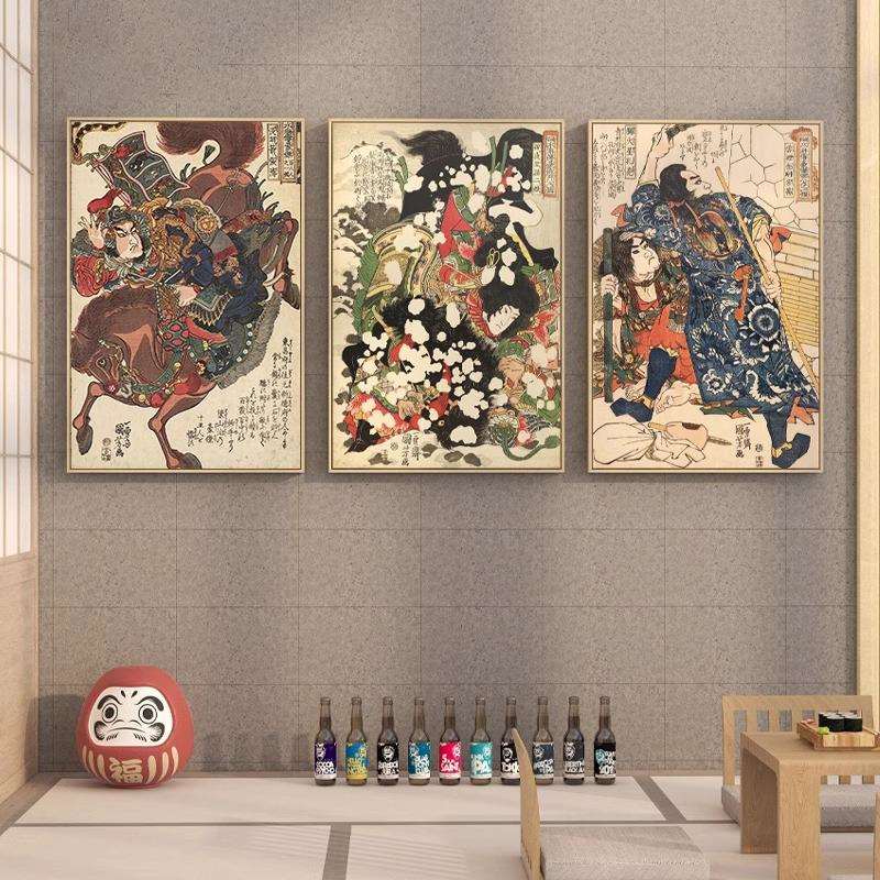 歌川国芳 水浒日式风格玄关客厅装饰画餐厅挂画日料店居酒屋壁画