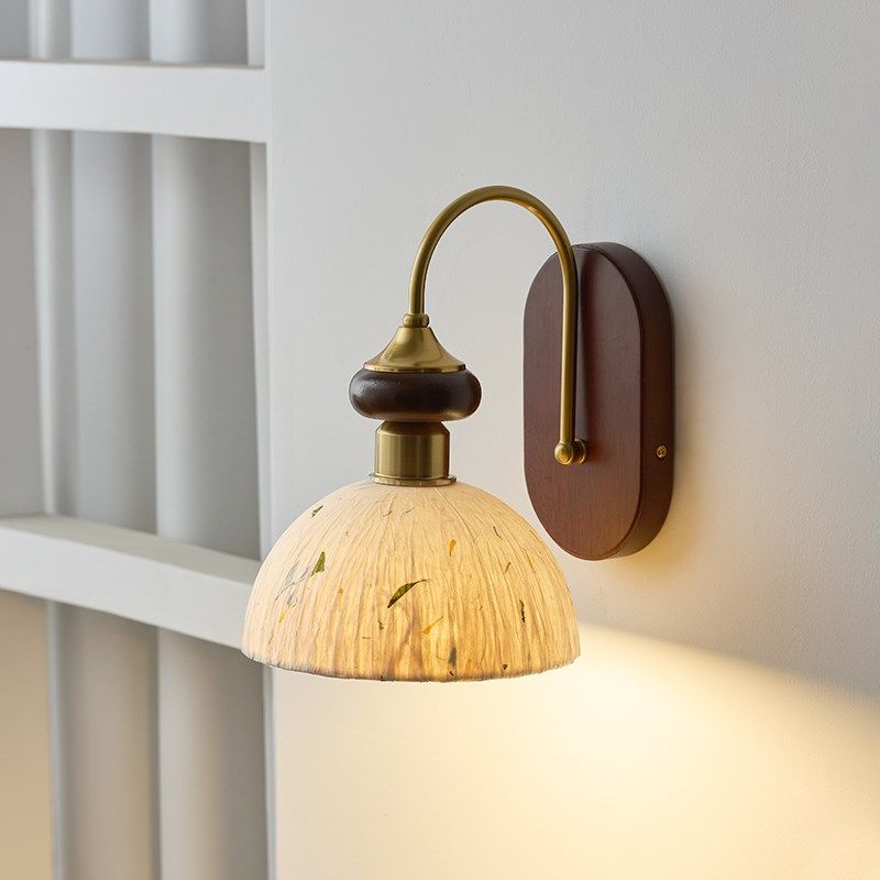 中古风壁灯 新中式卧室床头书房日E式复古宣纸背景墙南洋风客厅灯