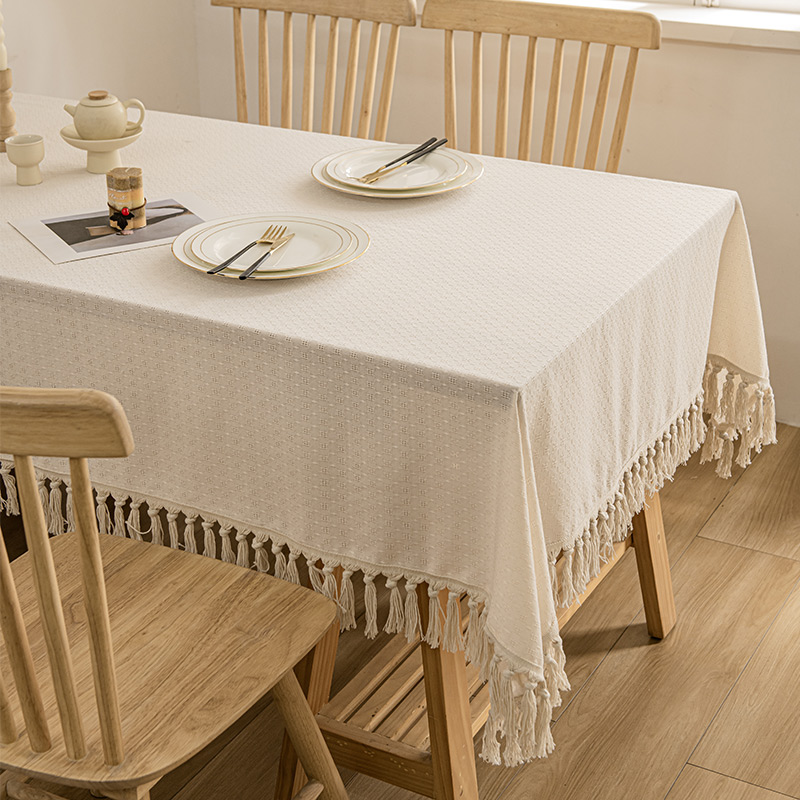 日式简约风桌布餐桌茶几r圆桌方桌电视柜防尘台布棉麻纯色多用盖