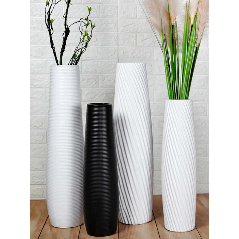 陶瓷落地高简约现代黑色白色北欧A欧式干花法式插花客厅摆件大徐