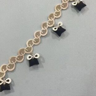 新款轻奢简约现代法式书包窗帘花边装饰帘头配件辅料吊珠侧边拼接