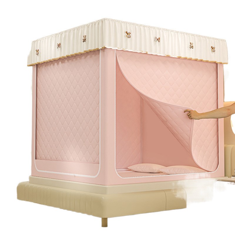 冬季保暖防风坐床蚊帐加厚加高挡风夹棉北方防寒保温家用床帘蚊帐