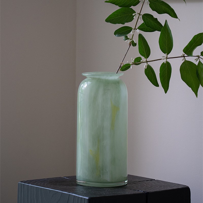 轻奢高级新中式玻璃花瓶摆件客厅插花玫瑰百合水养鲜花复古软装