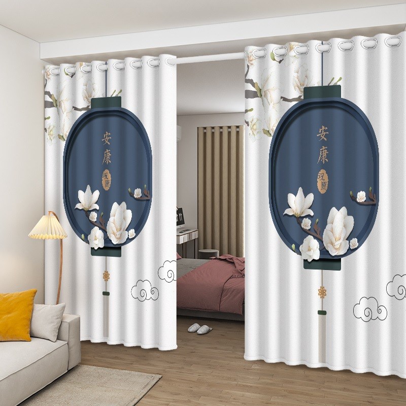 房间隔断帘客厅分间卧室遮光窗帘免打孔安装屏风挂帘子布落地中式