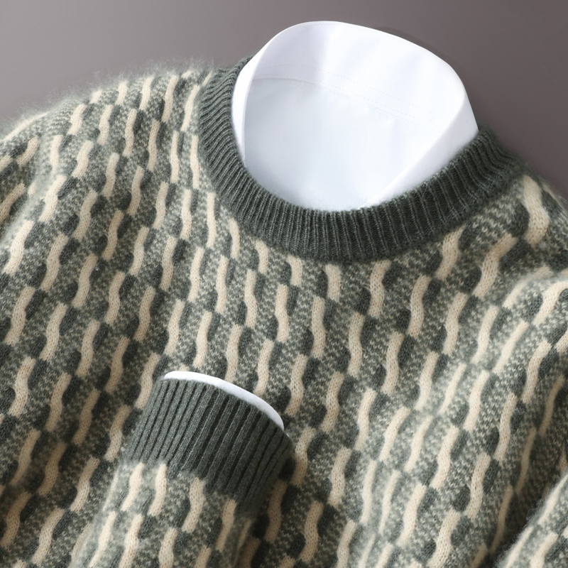 negro！100%纯羊绒衫男秋冬圆领加厚宽松休闲羊毛针织打底衫毛衣