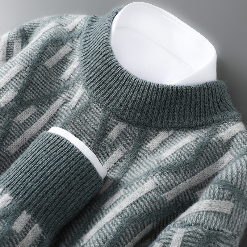 半高领菱形体】2025冬季男士半100纯羊绒衫高端加厚秋冬羊毛衣