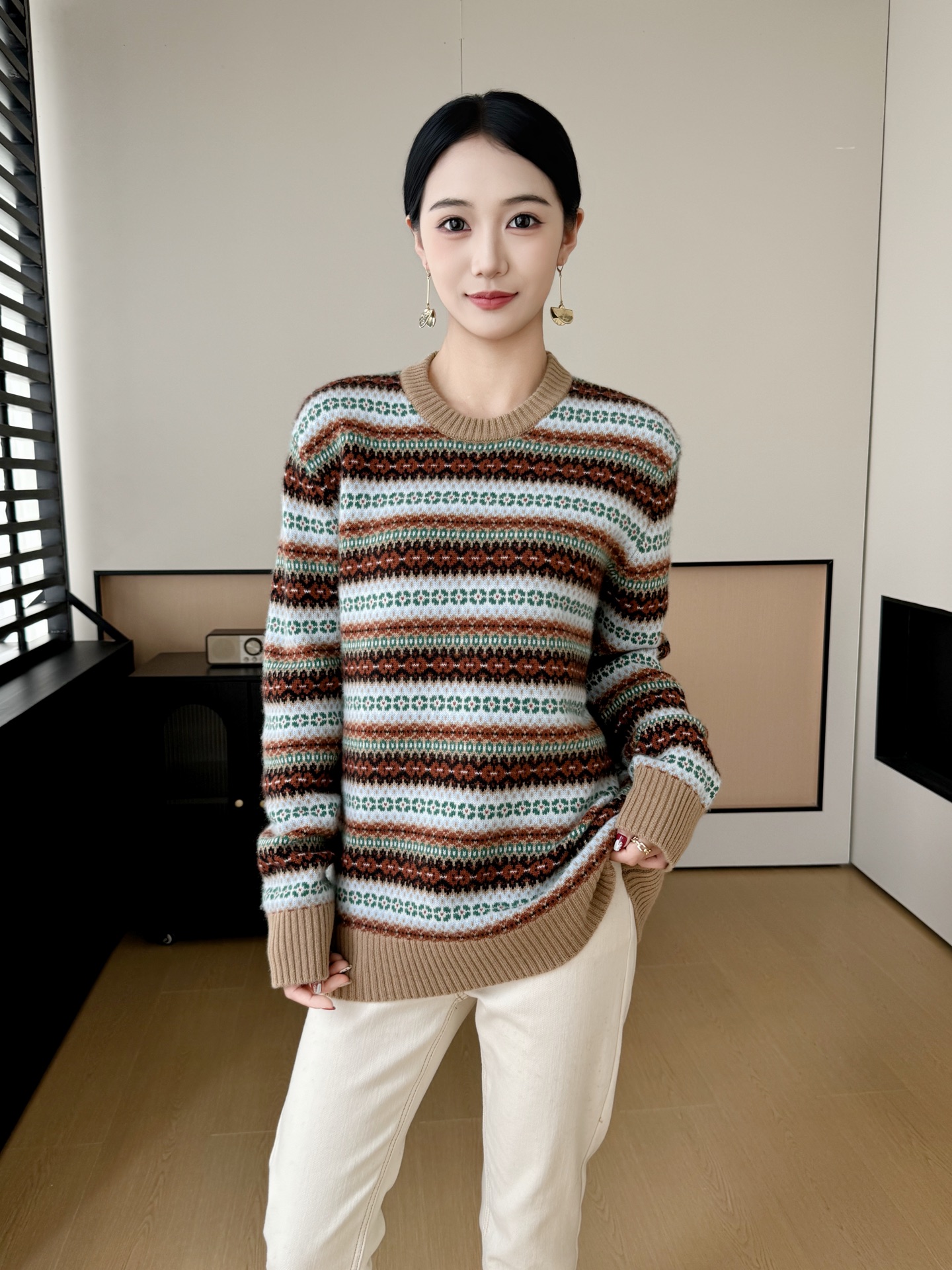 老宝娘家丨J*C匠心费尔岛风山羊绒节日穿搭套头针织毛衣25秋冬款