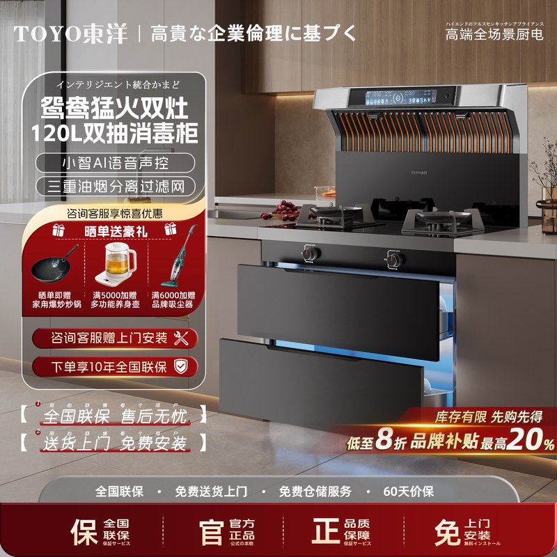 東洋集成灶油烟分离家用蒸烤消毒集成灶