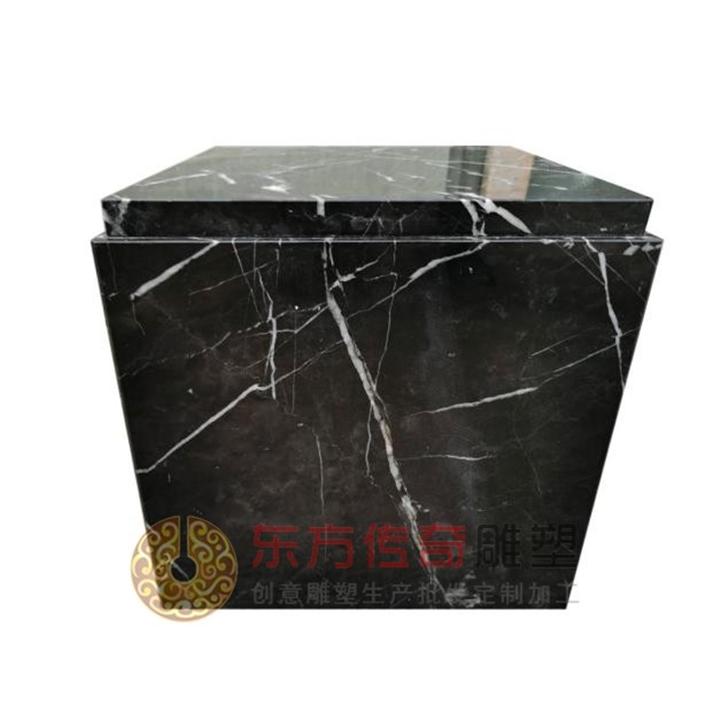 大理石圆柱体摆台圆形展台圆石墩艺E术品展示台黑色圆台底座商业