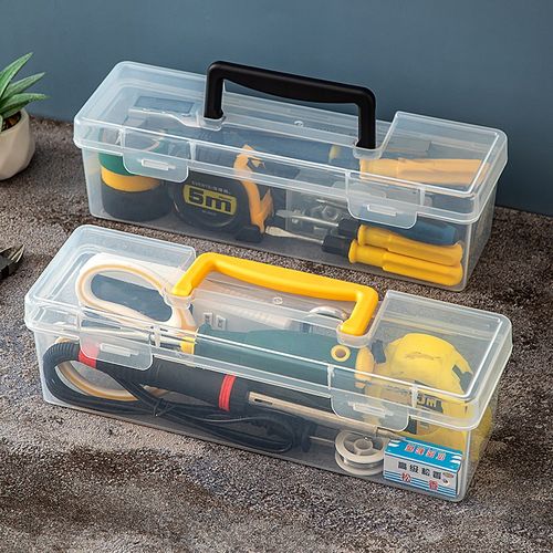 五金工具箱透f明塑料收纳盒十字螺丝扳手钻头分类整理盒手提储物