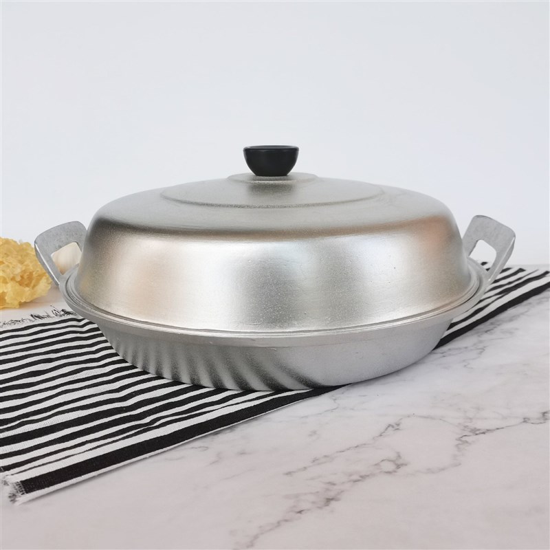 铝平底锅家用老式加厚手工铸铝平锅鏊子吕平底烙饼锅铝平底锅煎锅