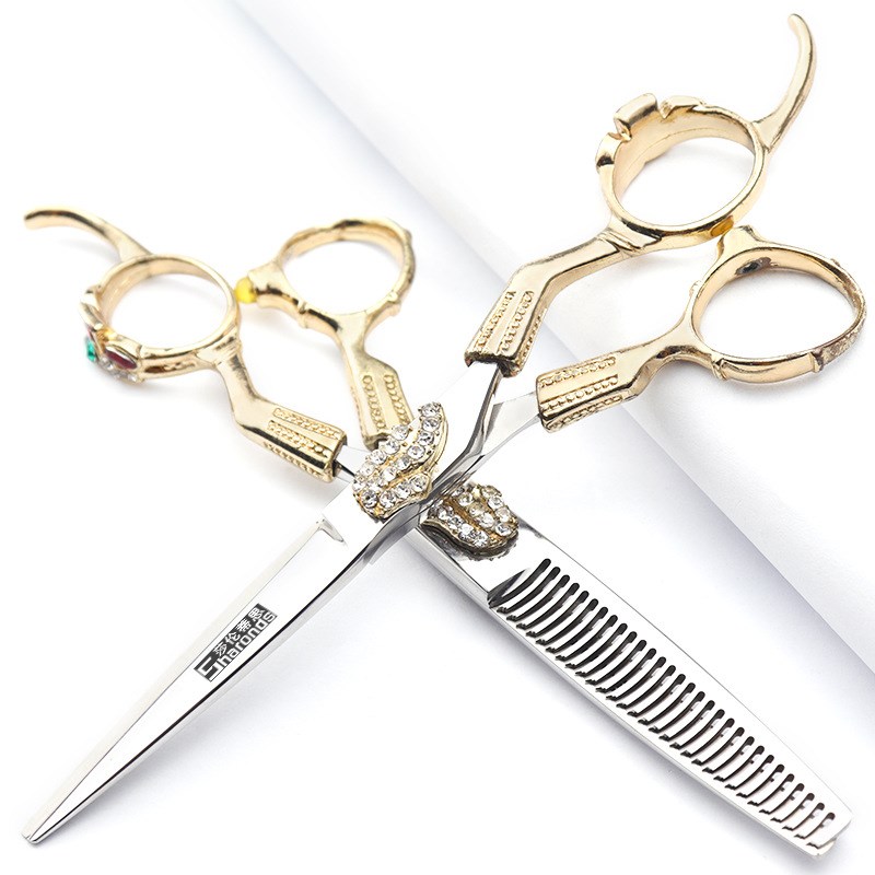 理发店造型师美发剪刀复古6寸平剪打薄牙剪理发碎发剪刀1件代发
