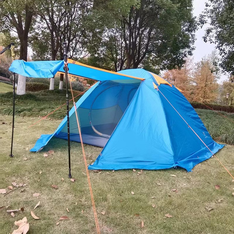 户外登山露营铝杆帐篷野营防风防雨帐篷钓鱼遮阳雪裙帐篷四季防寒