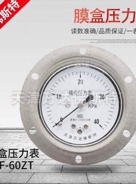 天津万达佛斯特YEF-60ZT轴向不锈钢膜盒压力表精密压力表气压表