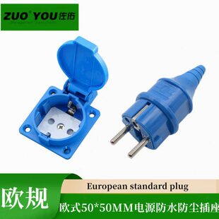 汽油发电机两孔插头全铜插座2KW3KW4KW欧式 250V 220V圆孔插头16A