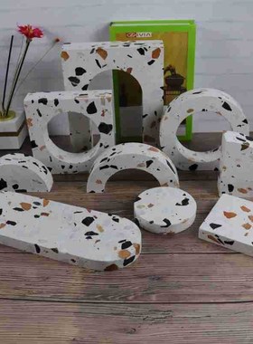 现货简约北欧几何形水磨石摆件家居电视柜装饰拱门半圆装饰品定制