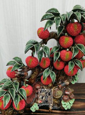 陶瓷工艺品 石湾公仔 荔枝摆件 满堂红