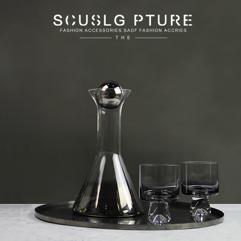 意式轻奢客厅托盘花艺酒具摆件样板房酒柜厨房道具W卧室飘窗软装