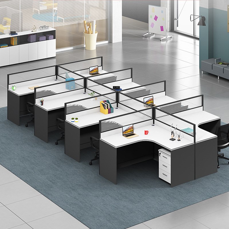 办公职员办工位四人位办公桌简约现代办公室多人工位屏风隔断卡座