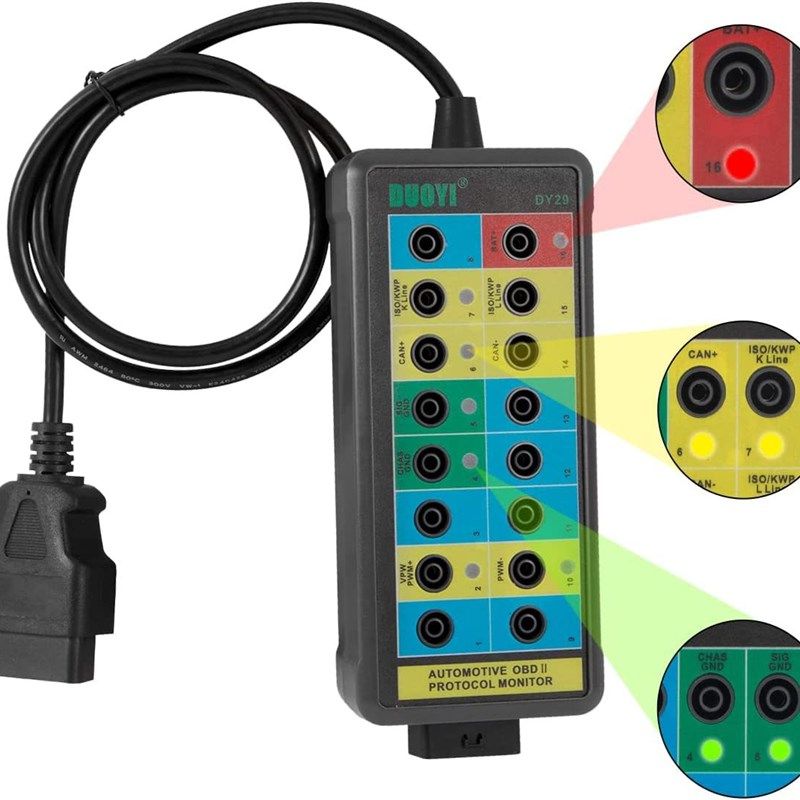 DY29 CAN测试仪盒OBD2 16Pin分线盒OBD2汽车检测仪故障诊断仪英文