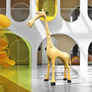 售楼处摆件酒店户外园林景观装饰品抽象鹿卡通玻璃钢落地雕塑定制