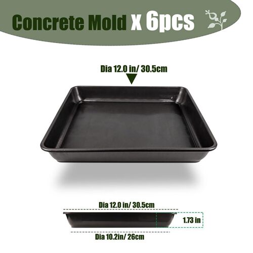 6件装踏脚石模具方形塑料铺路砖模具，12X12英寸深度1.73英寸