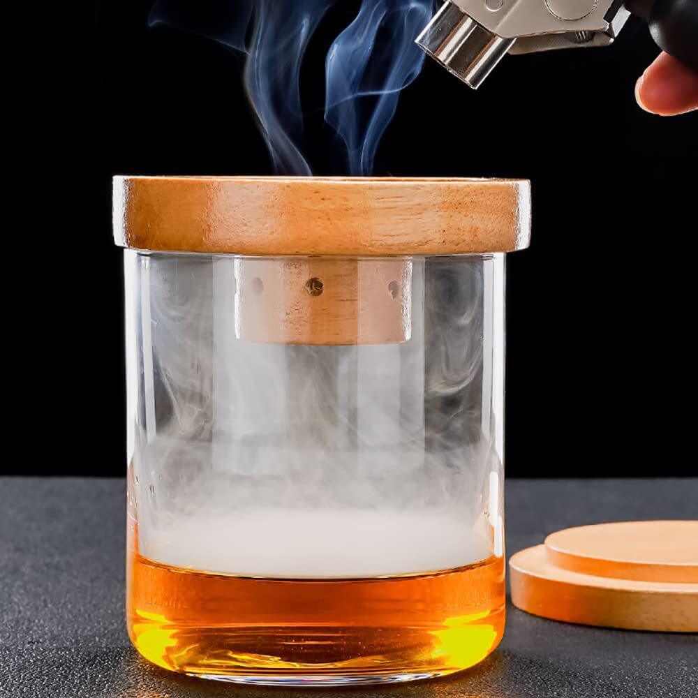 亚马逊木制鸡尾酒烟熏器威士忌烟熏器套装实木调酒鸡尾酒烟熏套装