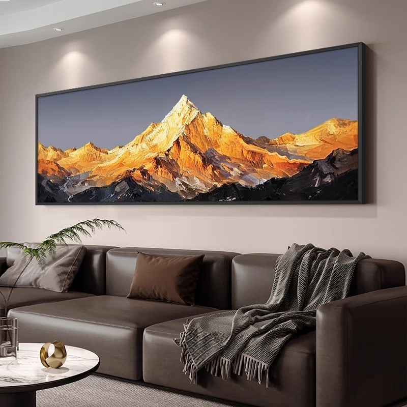 《背靠金山》手绘油画轻奢客厅装饰画沙发背景墙肌理画办公室挂画