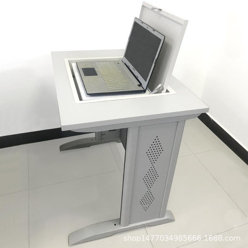 学校单人双人钢木笔记本电脑翻转桌员工培训室电教室多媒体电脑桌
