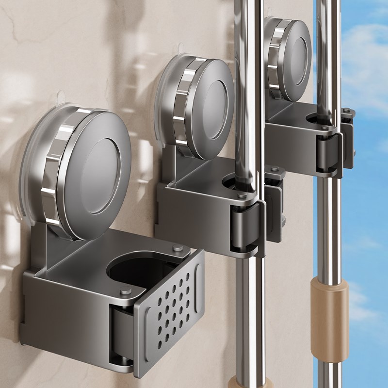 吸盘拖把架壁挂夹扫把挂钩免打孔卫生F间浴室门后拖布扫把收纳架