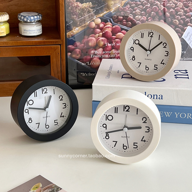 简约家用b台式静音迷你小闹钟学生卧室桌面床头夜光电子时钟摆件