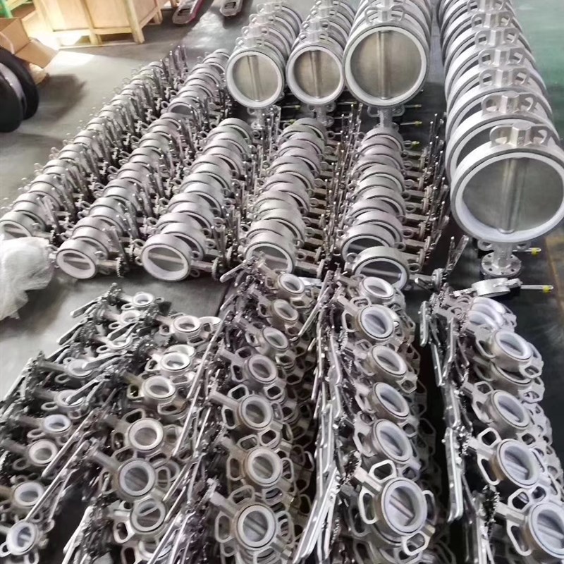 D71Xa/F-16P手动对夹式四氟304全不锈钢蝶阀DN50 65 80 100 150 2