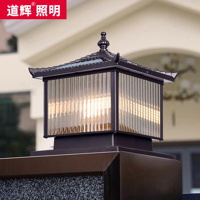 新款太阳能柱头灯户外别墅庭院花园大F门柱子灯室外防水围墙灯接