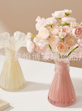 法式轻奢高级感玻璃花瓶客厅餐桌水培鲜花花瓶创意插花小花瓶摆件