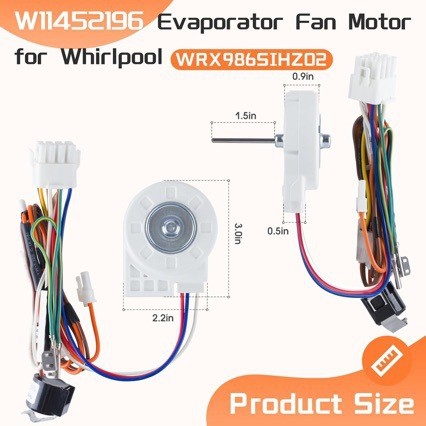 W11452196冰箱蒸发器风扇电机适用惠而浦冰箱风机W11374554 DC12v