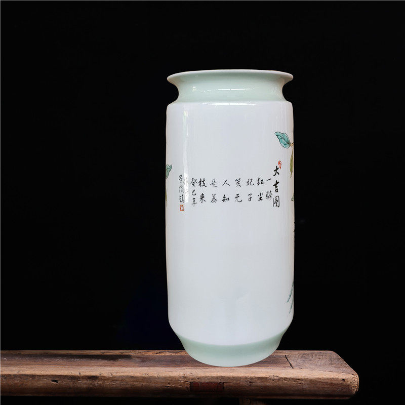 景德镇陶瓷器粉彩花瓶字画筒中式家居客厅插花装饰摆件箭筒玄关