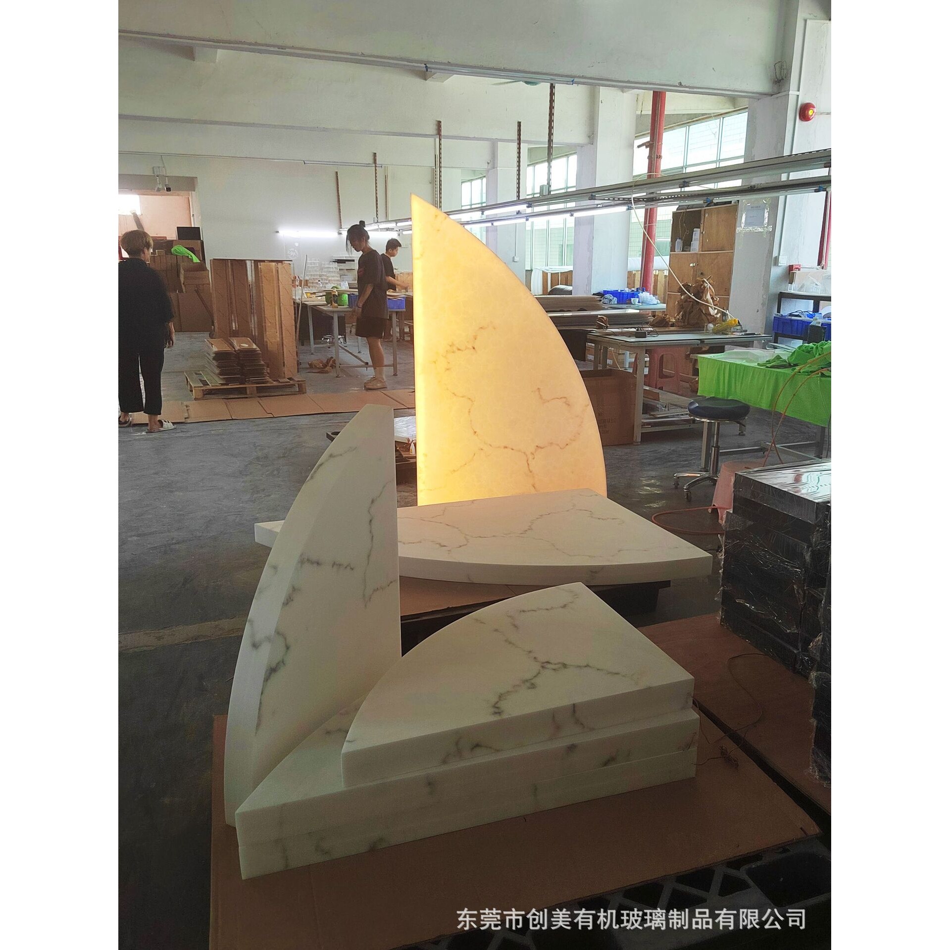 亚克力落地灯客厅卧室氛围灯拍照摆拍大理石色现代简约带灯摆件